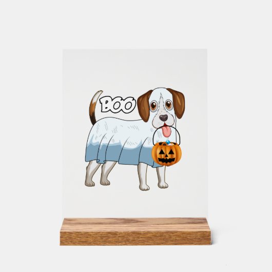 Spokenbeagle Halloween-hond Acryl Bord (Voorkant)