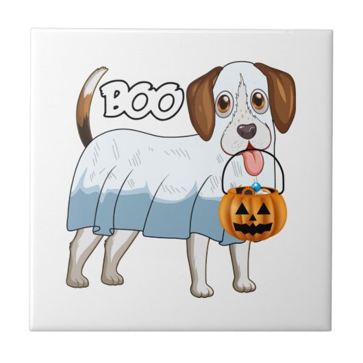 Spokenbeagle Halloween-hond Tegeltje (Voorkant)