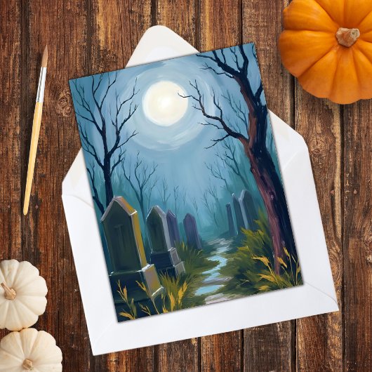 Spokenbegraafplaats | Halloween Griezeldrawing Feestdagenkaart