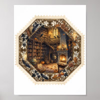 Spokenbibliotheek Halloween-postzegel Vintage Kuns