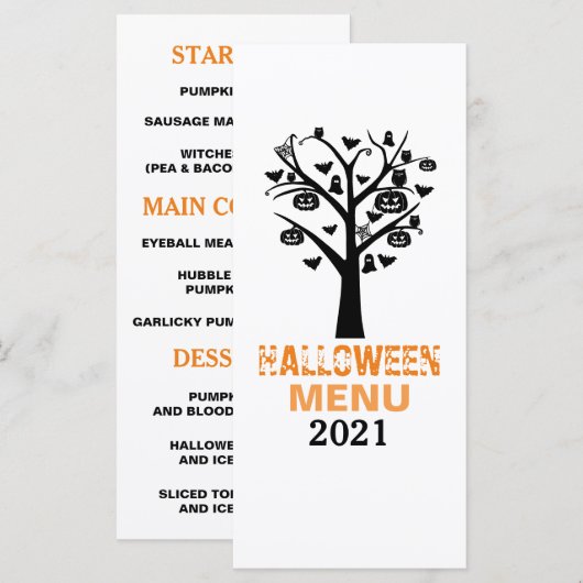 Spokenbos Halloween-menu Menu (Voorkant / Achterkant)