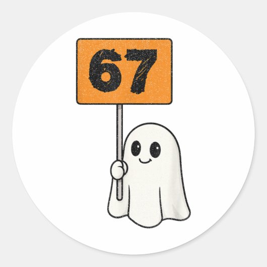 Spokende 67 Meme Zes Zeven 6-7 Grappige Internetgr Ronde Sticker (Voorkant)
