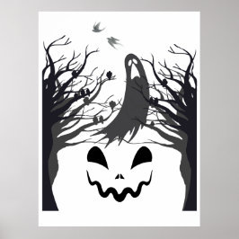 Spokende Bos Geest Sticker – Donkere & Griezeld Si Poster