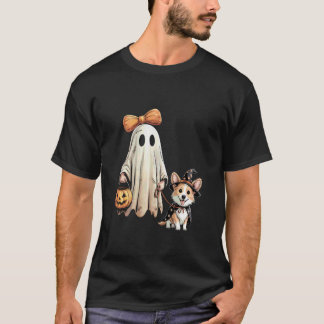 Spokende Corgi Hond Wandelen Halloween Griezelen K T-shirt