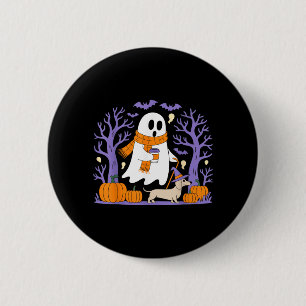 Spokende Dachshund Grappig Spookseizoen Ronde Button 5,7 Cm