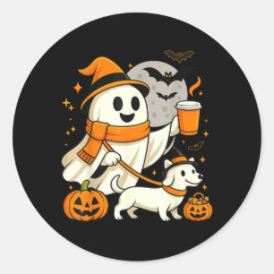 Spokende Dackel Griezelig Seizoen Halloween Ronde Sticker