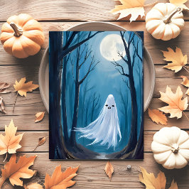 Spokende Geest | Gelukkig Halloween Geheime Bos Feestdagenkaart