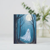 Spokende Geest | Gelukkig Halloween Geheime Bos Feestdagenkaart (Staand voorkant)