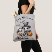 Spokende Geest Pop en Skelet Halloween Tote Bag (Dichtbij)