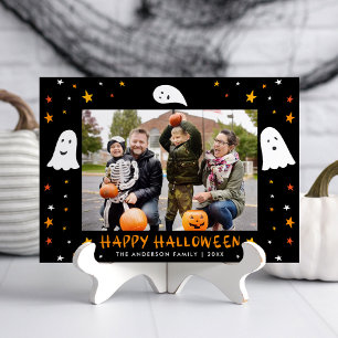 Spokende Geesten en Sterren Foto Halloween Feestdagenkaart