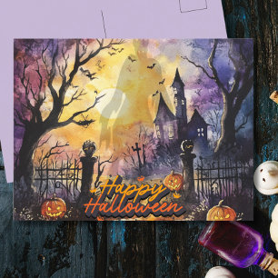 Spokende Gloed Spookhuis Halloween Feestdagenkaart