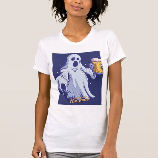 Spokende Happy Hour – Retro Geest Bier Design T-shirt (Voorkant)