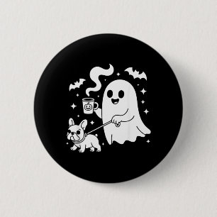 Spokende Hond Franse Bulldog Coffee Halloween Ronde Button 5,7 Cm