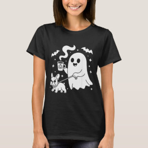 Spokende Hond Franse Bulldog Coffee Halloween T-shirt