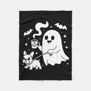 Spokende Hond Franse Bulldog Koffie Halloween Fleece Deken