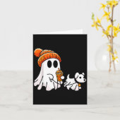 Spokende Hond Grappige Halloween Kostuum Kaart (Gele Bloem)