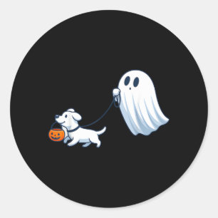 Spokende Hond Spookhond Halloween Schattig Griezel Ronde Sticker