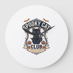 Spokende Kat Club Kat Halloween Spokende Kat Vinta Grote Klok