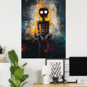 Spokende stilte – Expressieve Abstracte Figuurkuns Poster (Thuiskantoor)