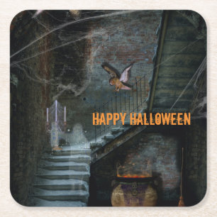 Spokende Trap Halloween Kartonnen Onderzetters