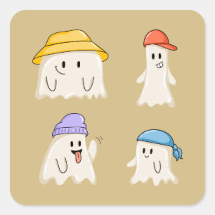 Spokende Vrienden met Kleurrijke Hats Vierkante Sticker