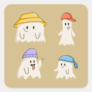 Spokende Vrienden met Kleurrijke Hats Vierkante Sticker