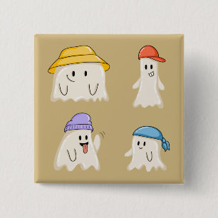 Spokende Vrienden met Kleurrijke Hoeden Vierkante Button 5,1 Cm