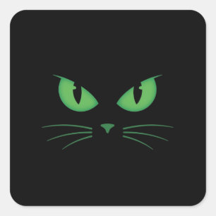 Spokende Zwarte Kat Groene Ogen Vierkante Sticker