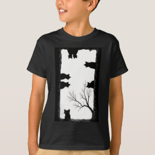 Spokende Zwarte Katten die uit een Gotische Holle T-shirt