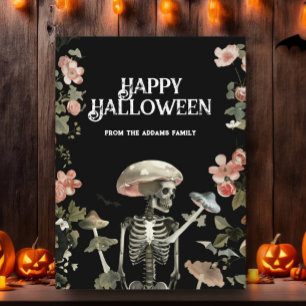 Spokenende Skelet Tuin Bloemen Gelukkig Halloween Briefkaart