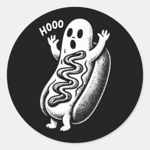 Spokengeest Hotdog Halloween Grappig Foodie Ronde Sticker