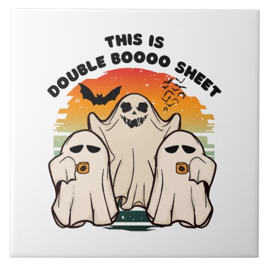 Spokengestuum voor Halloween Grappig Boe Tegeltje (Voorkant)