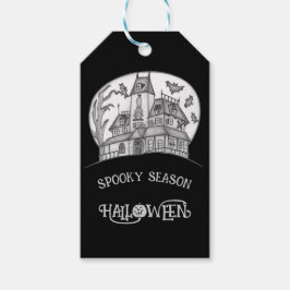 Spokenhuis en Vleermuizen Halloween  Cadeaulabel