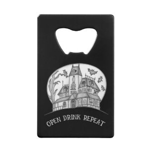 Spokenhuis en Vleermuizen Halloween Creditkaart Flessenopener