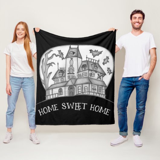 Spokenhuis en Vleermuizen Halloween Fleece Deken (In situ)