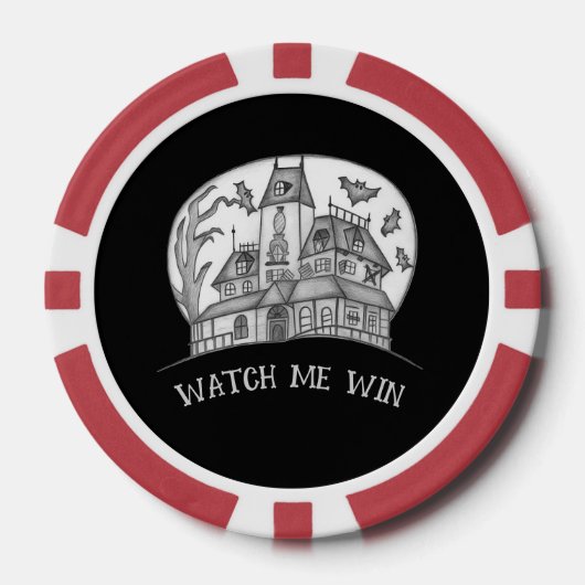 Spokenhuis en Vleermuizen Halloween  Poker Chips (Voorkant)