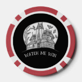 Spokenhuis en Vleermuizen Halloween  Poker Chips (Achterkant)
