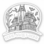Spokenhuis en Vleermuizen Halloween Sticker (Voorkant)