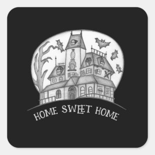 Spokenhuis en Vleermuizen Halloween Vierkante Sticker