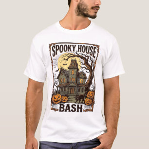 Spokenhuis Feest Vintage Gravure Halloween Decorat T-shirt