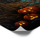 Spokenhuis Gebrandschilderd Glas Halloween Gotisch Poster (Hoek)