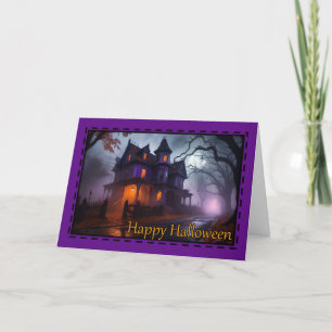 Spokenhuis Gelukkig Halloween Kaart