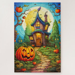 Spokenhuis Gelukkig Halloween Legpuzzel