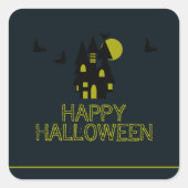 Spokenhuis, Gelukkig Halloween Vierkante Sticker (Voorkant)