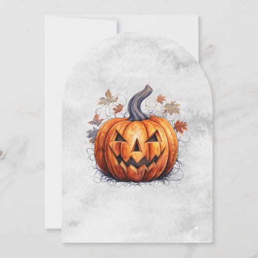 Spokenhuis Griezelige Pompoen Halloween Feest Kaart (Achterkant)