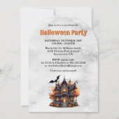 Spokenhuis Griezelige Pompoen Halloween Feest Kaart (Voorkant)