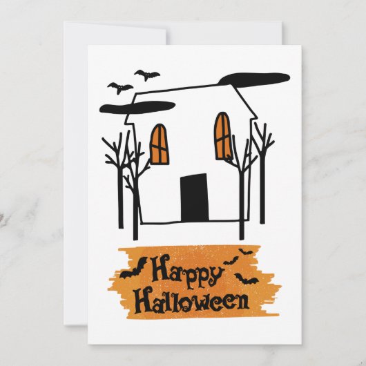 Spokenhuis Halloween Cute Doodle T-Shirt Feestdagenkaart (Voorkant)