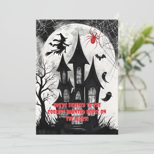 Spokenhuis Halloween Kaart (Staand voorkant)