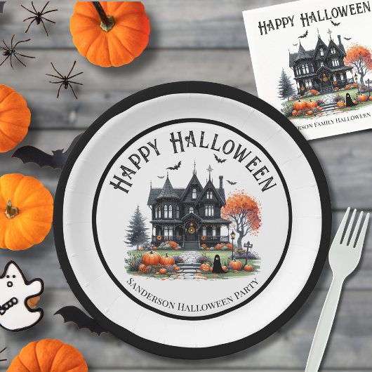 Spokenhuis Halloween Papieren Bordje
