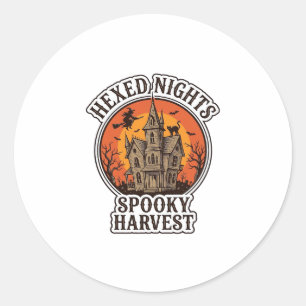 Spokenhuis Halloween T-shirt Vintage Gravure De Ronde Sticker